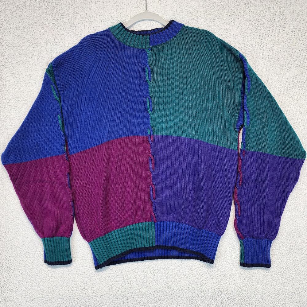Colours By Alexander Mens Colorblock Sweater XL Baggy Fresh Prince Vintage 90s